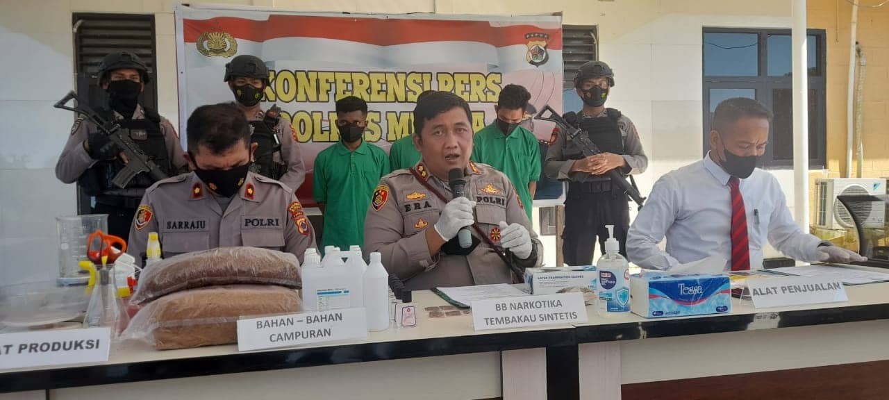 Polres Mimika saat melakukan press release