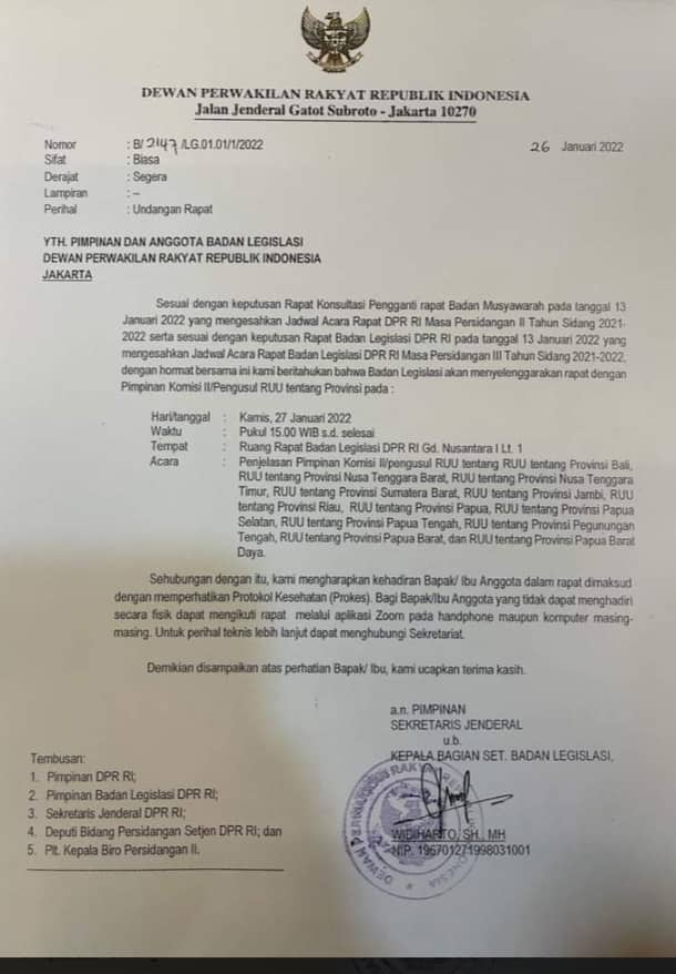 Ilustrasi berita Mimika: Hari ini, Provinsi Papua Tengah Dibahas Badan Legislasi Dan Komisi II DPR RI