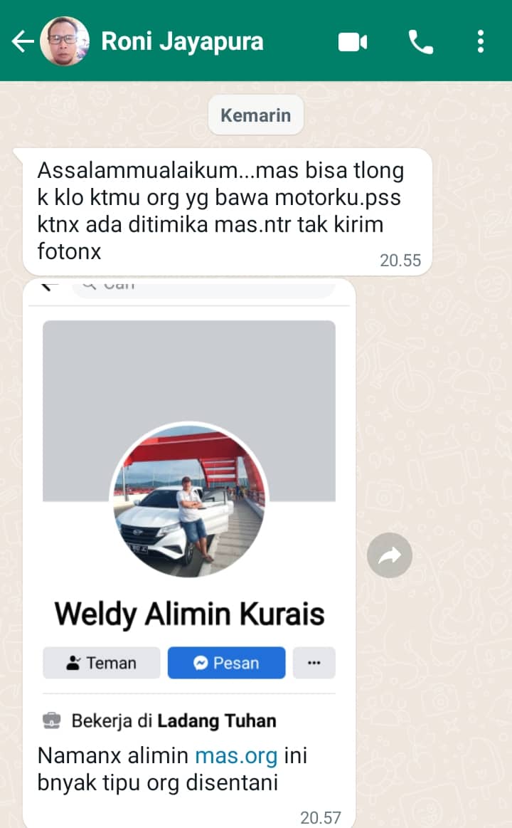 Postingan Rony Jayapura