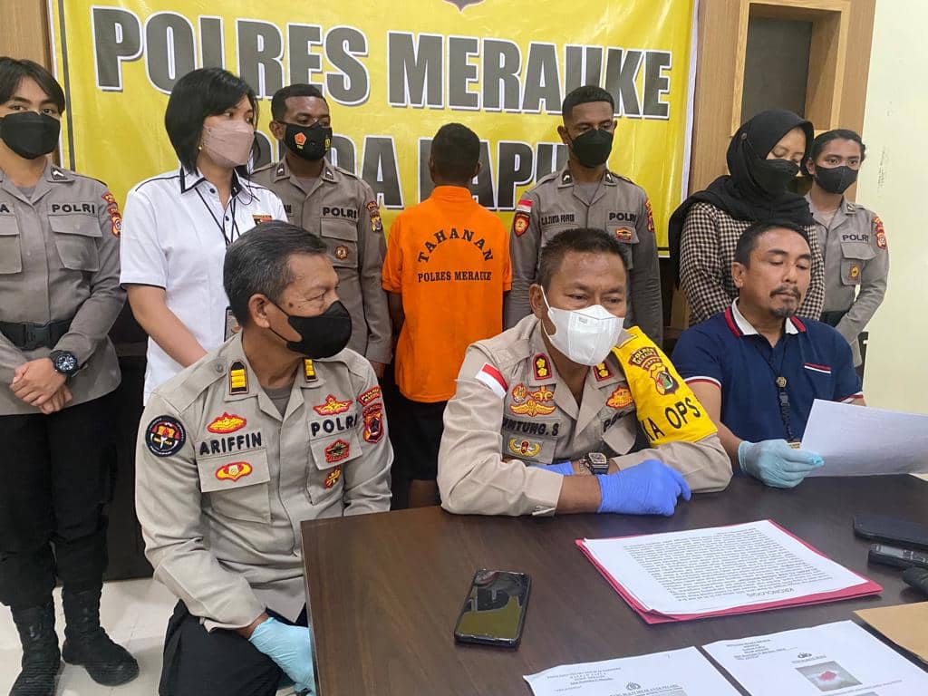 Polres Merauke saat menggelar keterangan pers