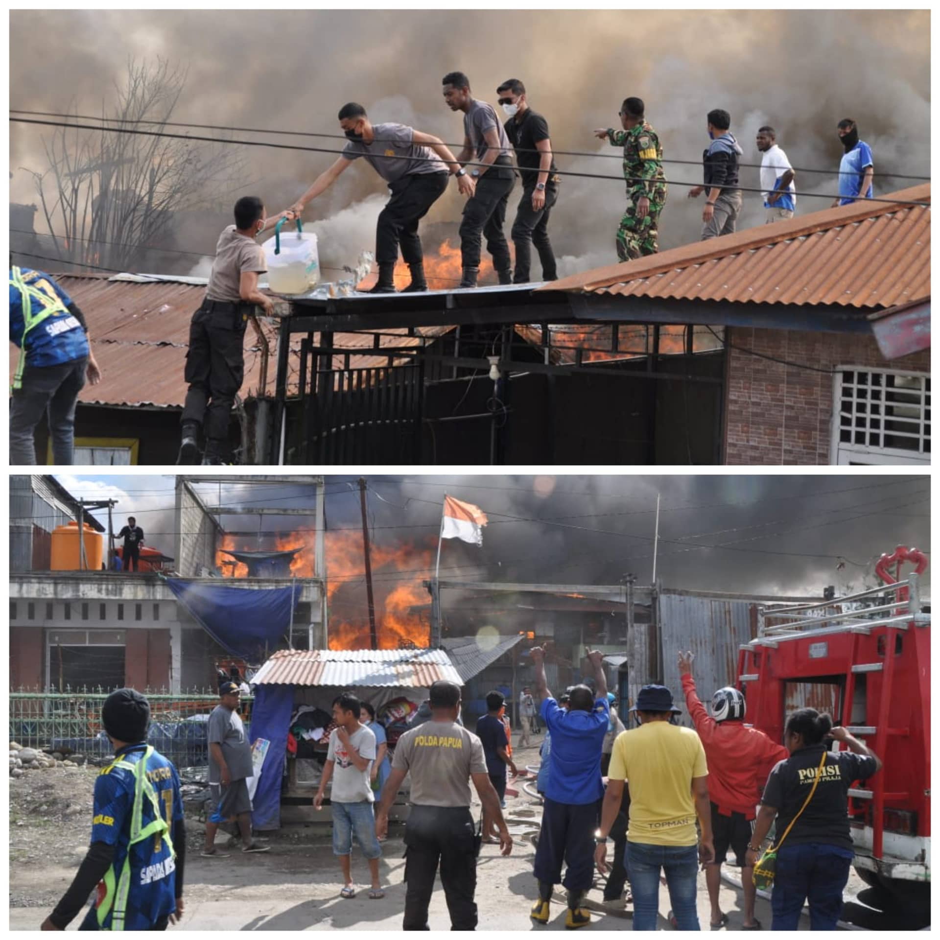 Sejumah rumah yang terbakar di Wamena
