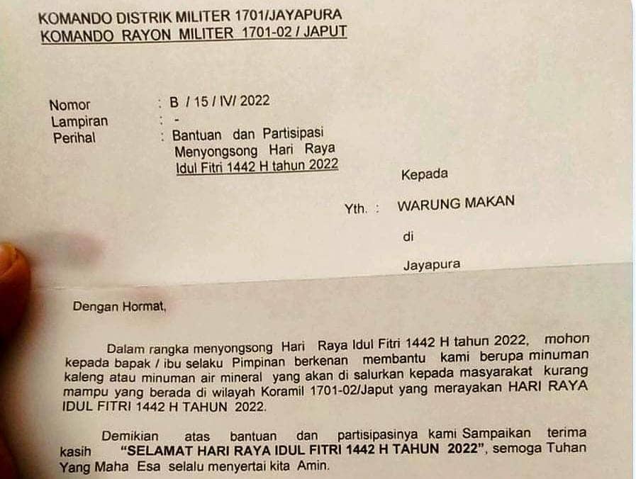 Surat permintaan bantuan.