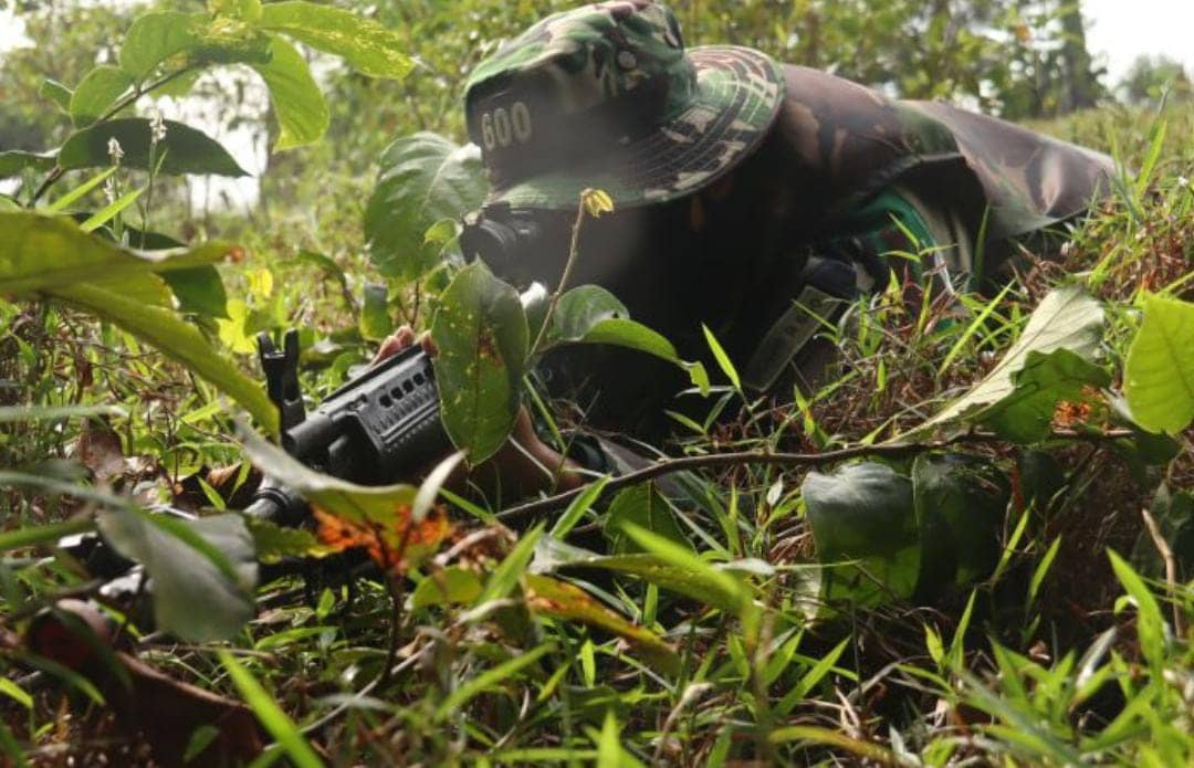 Dokumentasi prajurit Batalion Infantri Raiders 600 Modang tengah beraksi dalam latihan bersama Angkatan Darat Amerika Serikat pada 2021 dalam Operasi Garuda Shield 2021.