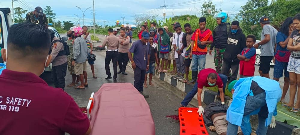 Lokasi kecelakaan di jalan SP 5 depan kantor Disperindag.