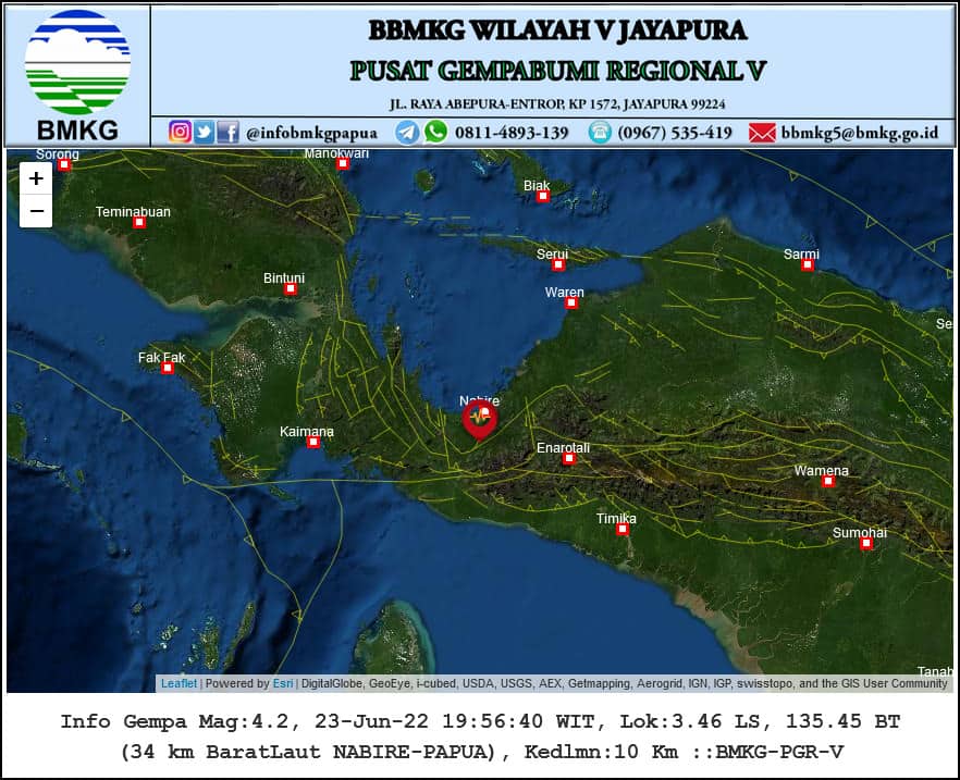 Ilustrasi berita Papua: Hari ini, Calon Ibukota Papua Tengah Duakali Dihajar Gempa, Warga Ingatkan Komisi II DPR RI Konsekuensi Nabire Rawan Gempa