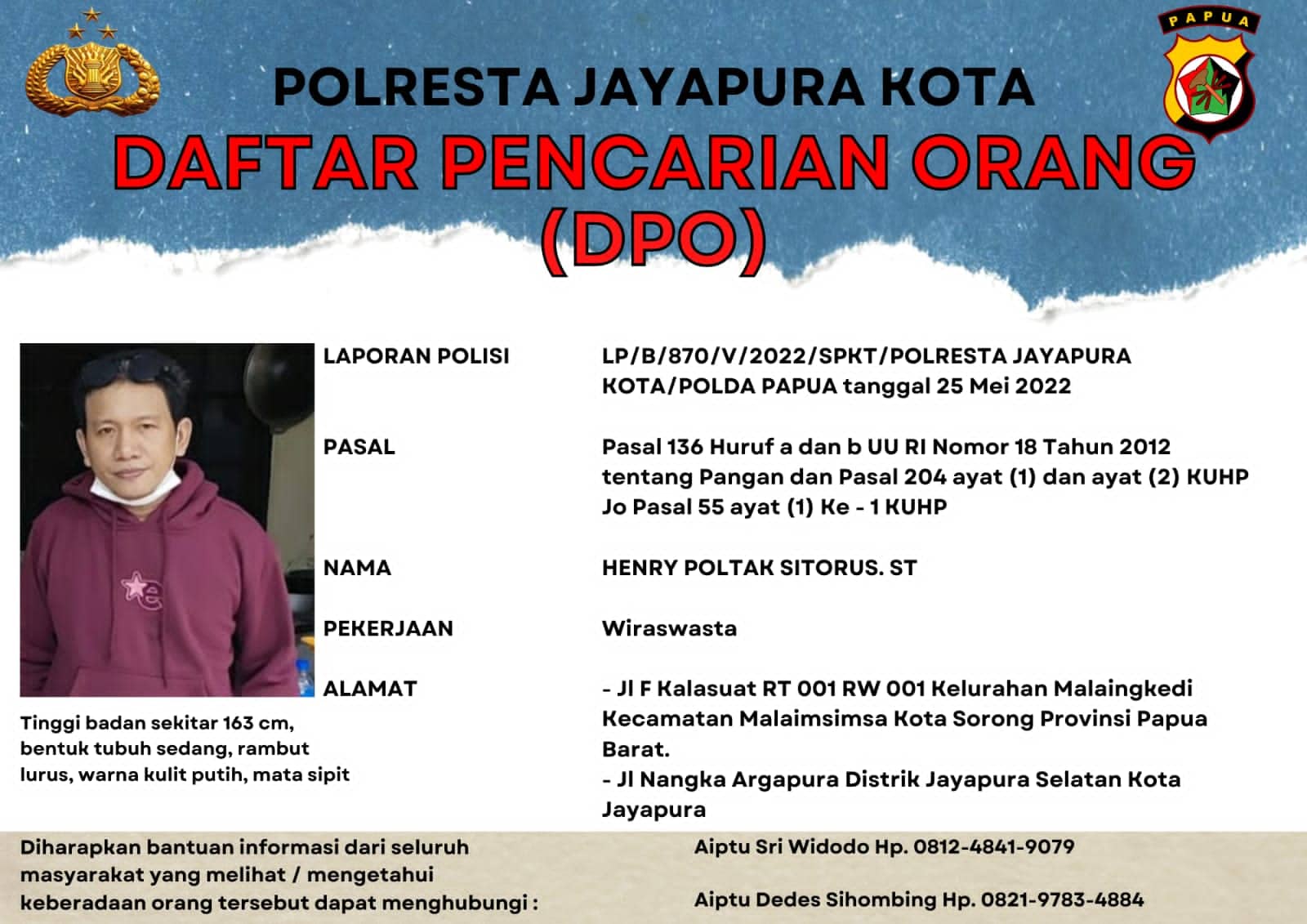 Ilustrasi berita Papua: Buntut Miras Oplosan 6 Orang Warga Tewas, Polisi Terbitkan DPO Atas Nama Henrik Sitorus