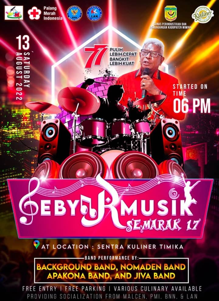 Ilustrasi berita Mimika: Besok, Wabup John Rettob Ajak Warga Timika Hadiri Hiburan Gebyar Musik Semarak 17 di Pasar Sentral