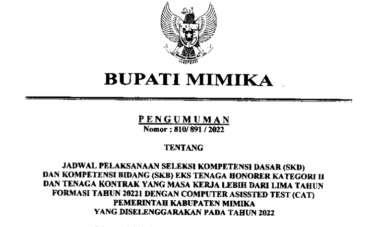 Jadwal Pelaksanaan Seleksi Kompetensi Dasar Tes CAT