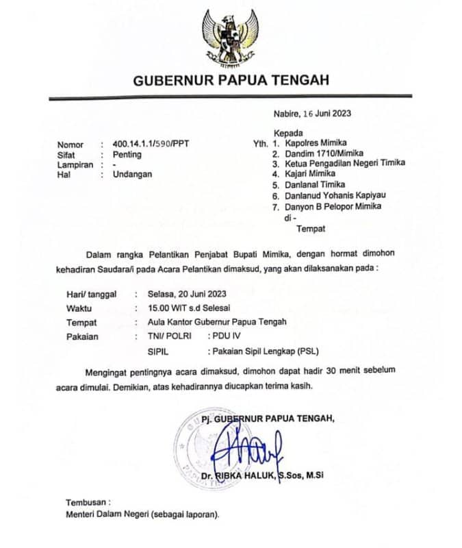 Ilustrasi berita Mimika: Pj Sekda Papua Tengah dari Kemendagri Mestinya Paham Hukum, PJ Gubernur Papua Tengah Diminta Tidak Gegabah Lantik Pj Bupati Mimika
