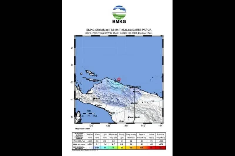 Ilustrasi berita Papua: Gempa Magnitudo 5,8 di Keerom Tidak Berpotensi Tsunami