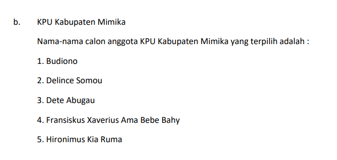 Ilustrasi berita Nasional: Flashnews : KPU Pusat Resmi Rilis 5 Nama Anggota KPU Mimika Periode 2024-2029, Ini Daftarnya