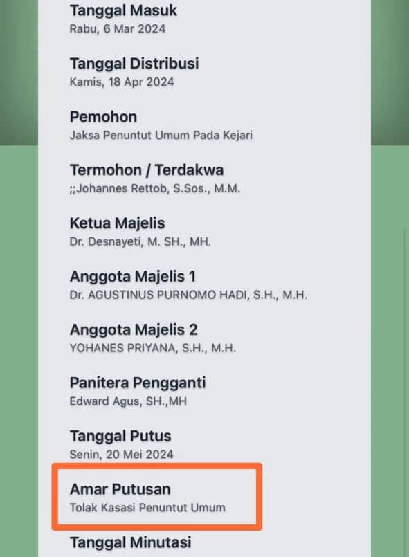 Ilustrasi berita Mimika: Kasasi Ditolak !!! Majelis Hakim Perkuat Vonis Bebas Murni Johannes Rettob
