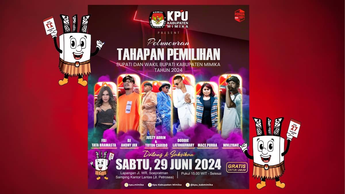 Ilustrasi berita Mimika: Bertabur Artis Bintang Hingga Pesta Kembang Api, KPU Mimika Matangkan Persiapan Peluncuran Pilkada Mimika 2024