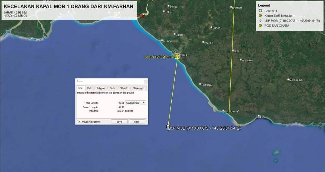 Ilustrasi berita Papua: ABK KM. Farhan Sanjaya Hilang di Perairan Dekat PNG, SAR Merauke Terjunkan Rescuer