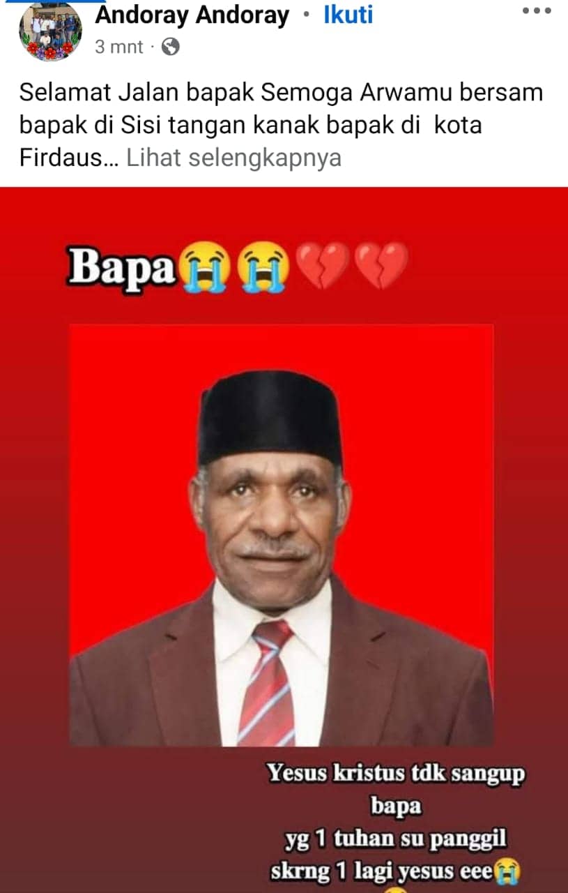 Ilustrasi berita Mimika: Breakingnwes: Mantan Ketua DPRD Mimika, Elminus Mom Wafat