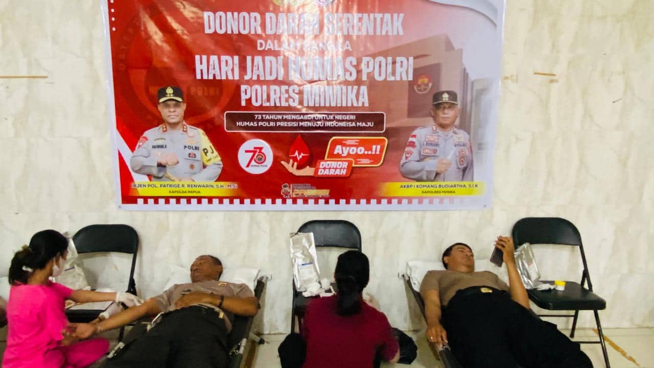 Ilustrasi berita BERITA UTAMA: Peringati HUT ke-73 Humas Polri, Polres Mimika Gelar Donor Darah