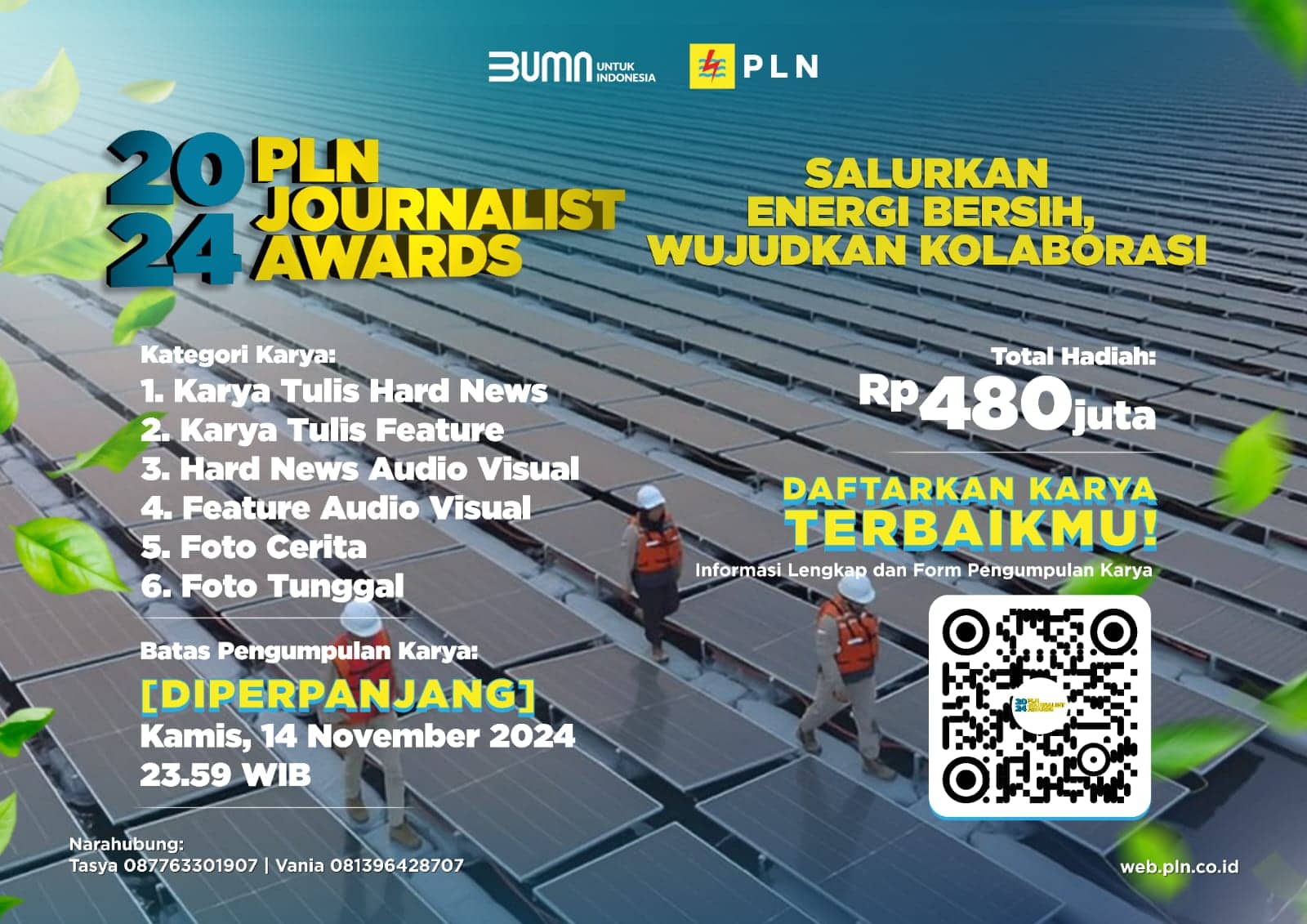 Ilustrasi berita Nasional: Siapkan Hadiah Rp 480 Juta, Banjir Peminat, Waktu Pendaftaran PLN Journalist Award 2024 Diperpanjang Hingga 14 November 2024