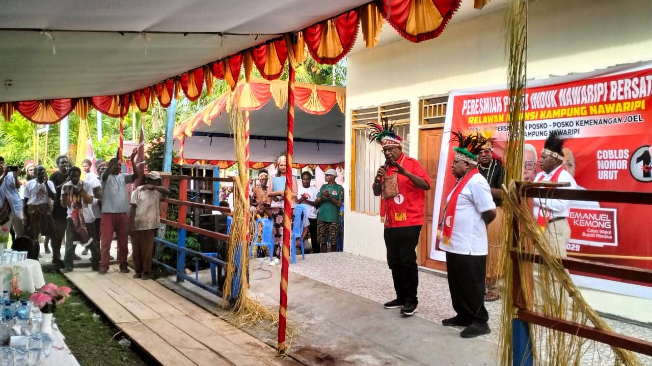 Ilustrasi berita Mimika: Tarian Adat dan Bunyi Tifa Kamoro Sambut JOEL di Nawaripi, Kordinator : Kami Siap Berjuang