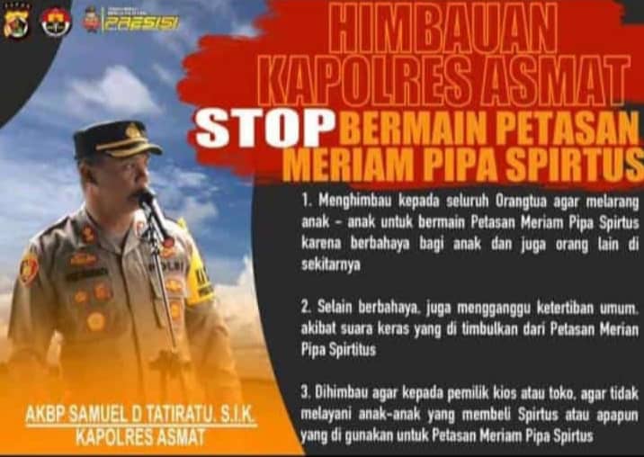 Ilustrasi berita Papua: Jelang Natal 2024 dan Tahun Baru 2025, Polres Asmat Imbau Para Orang Tua Larang Anak Bermain Meriam Spirtus