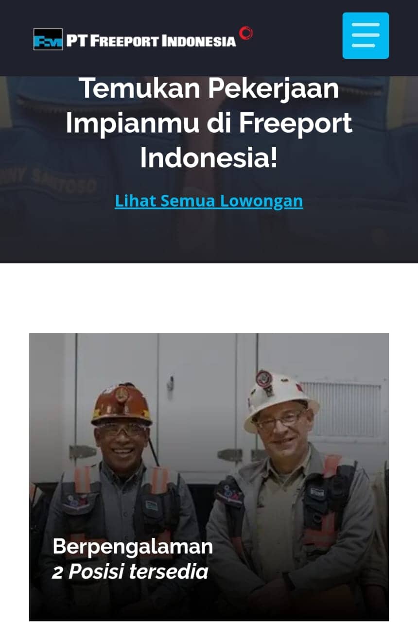 Ilustrasi berita Nasional: Freeport Buka 2 Lowongan Kerja untuk Penempatan di Timika dan Smelter Gresik, Ini Syaratnya…