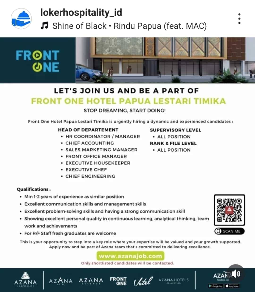 Ilustrasi berita BERITA UTAMA: Lebarkan Sayap di Timika, Front One Hotel Papua Lestari Buka Lowongan untuk Berbagai Posisi Strategis