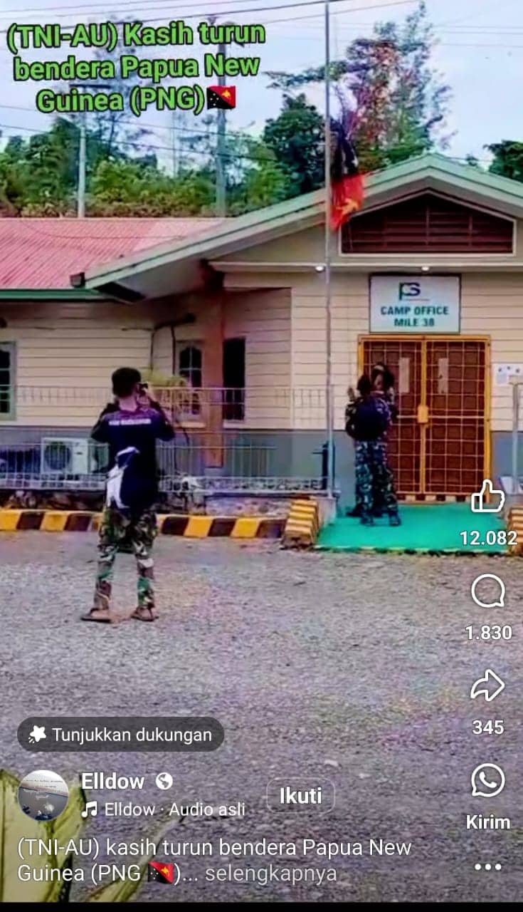 Ilustrasi berita Papua: Viral di TikTok, Bendera PNG Berkibar di Depan Kantor PT Pangan Sari Utama di Mile 38 Tembagapura