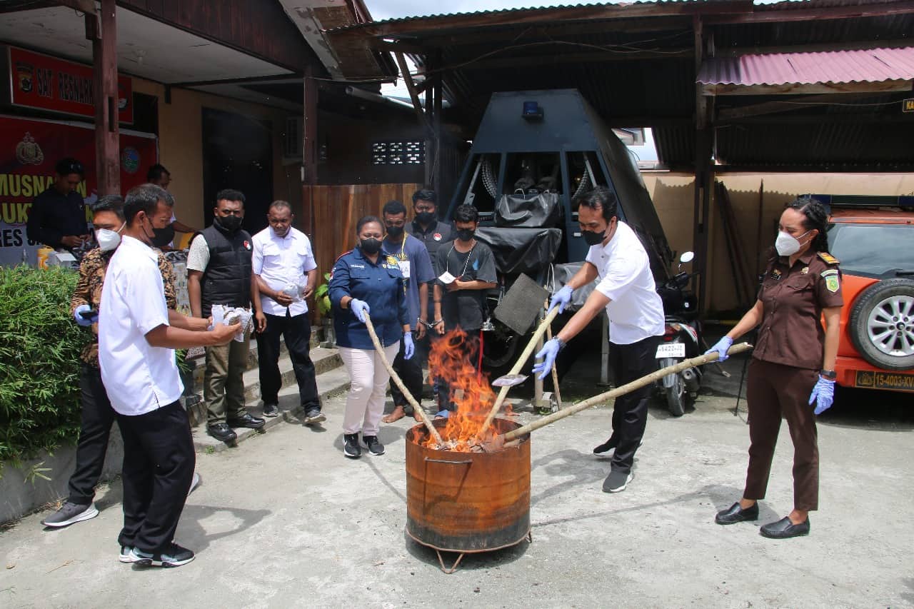 Ilustrasi berita JAYAPURA: Polres Jayapura Musnahkan Hampir 9 Kilogram Ganja Sitaan dari Bandara Sentani