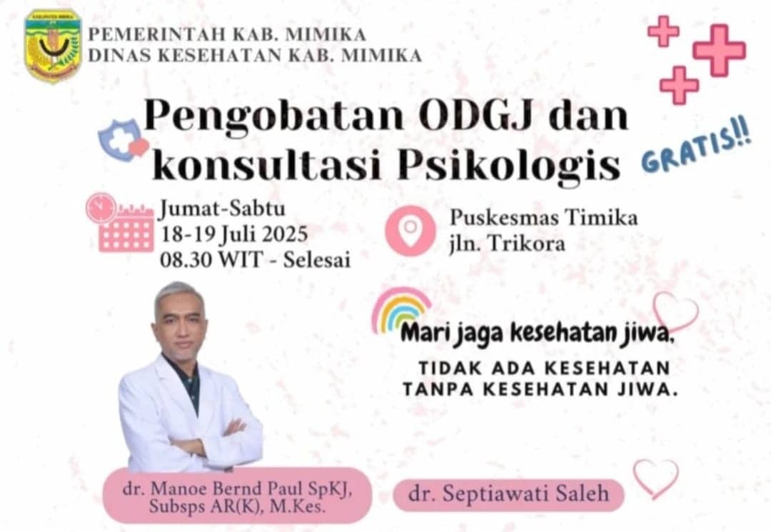 Ilustrasi berita Mimika: Dinkes Mimika Gelar Pengobatan Gratis untuk ODGJ, Data Terbaru: 15 Orang Tercatat di Dinas Sosial