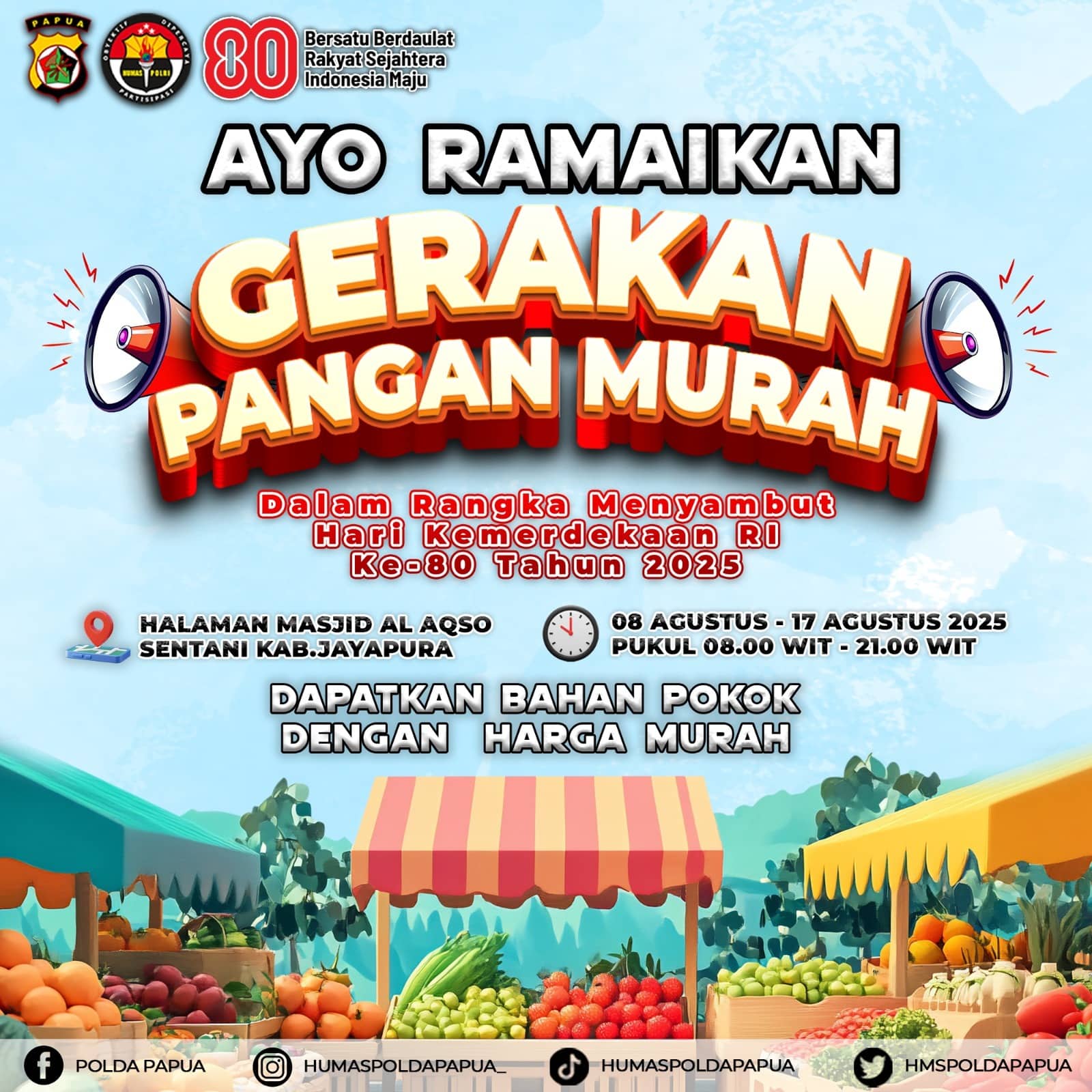 Ilustrasi berita JAYAPURA: Sambut Hari Kemerdekaan ke-80, Polda Papua Gelar Pasar Murah untuk Masyarakat