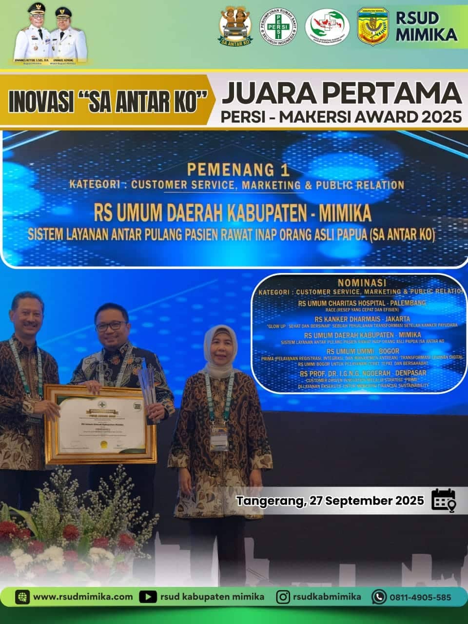 Ilustrasi berita Mimika: Lewat Program "Sa Antar Ko", RSUD Mimika Sabet Penghargaan Tertinggi Persi-Makersi Award 2025 untuk Layanan Publik