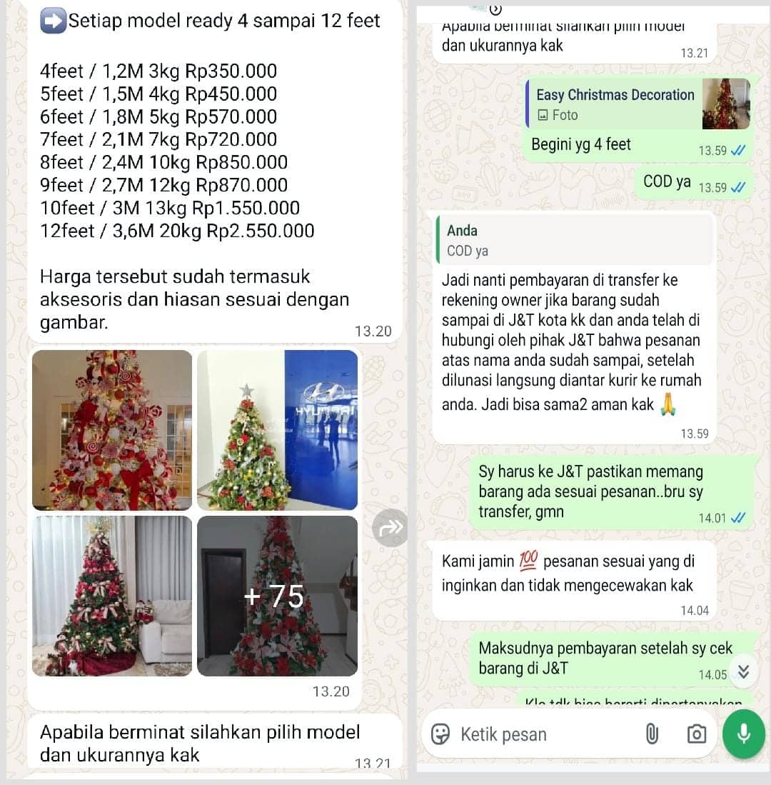 Ilustrasi berita Mimika: Waspada Penipuan Jual Pohon Natal Lewat Facebook, Modus Minta Transfer Setelah Barang ‘Sampai di J&T’