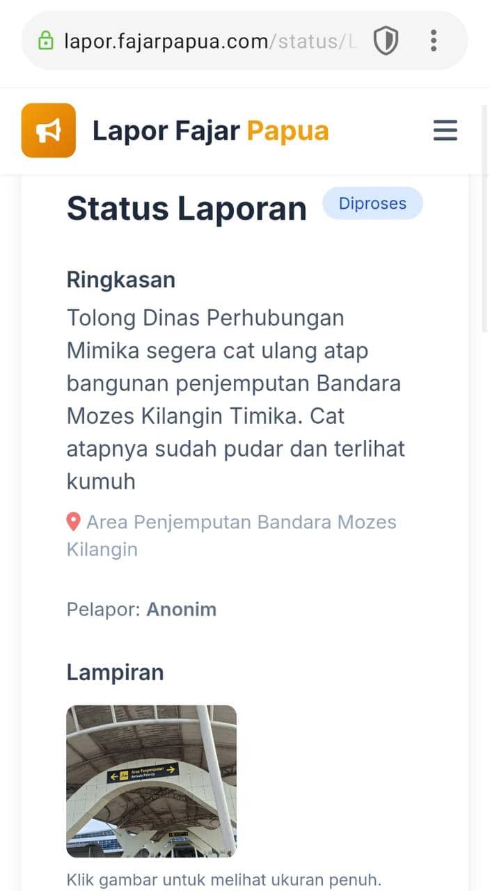 Ilustrasi berita Mimika: Lapor Fajar Papua: Jadi Beranda Kabupaten Mimika, Atap Area Penjemputan Bandara Mozes Kilangin Sudah Terkesan Kumuh