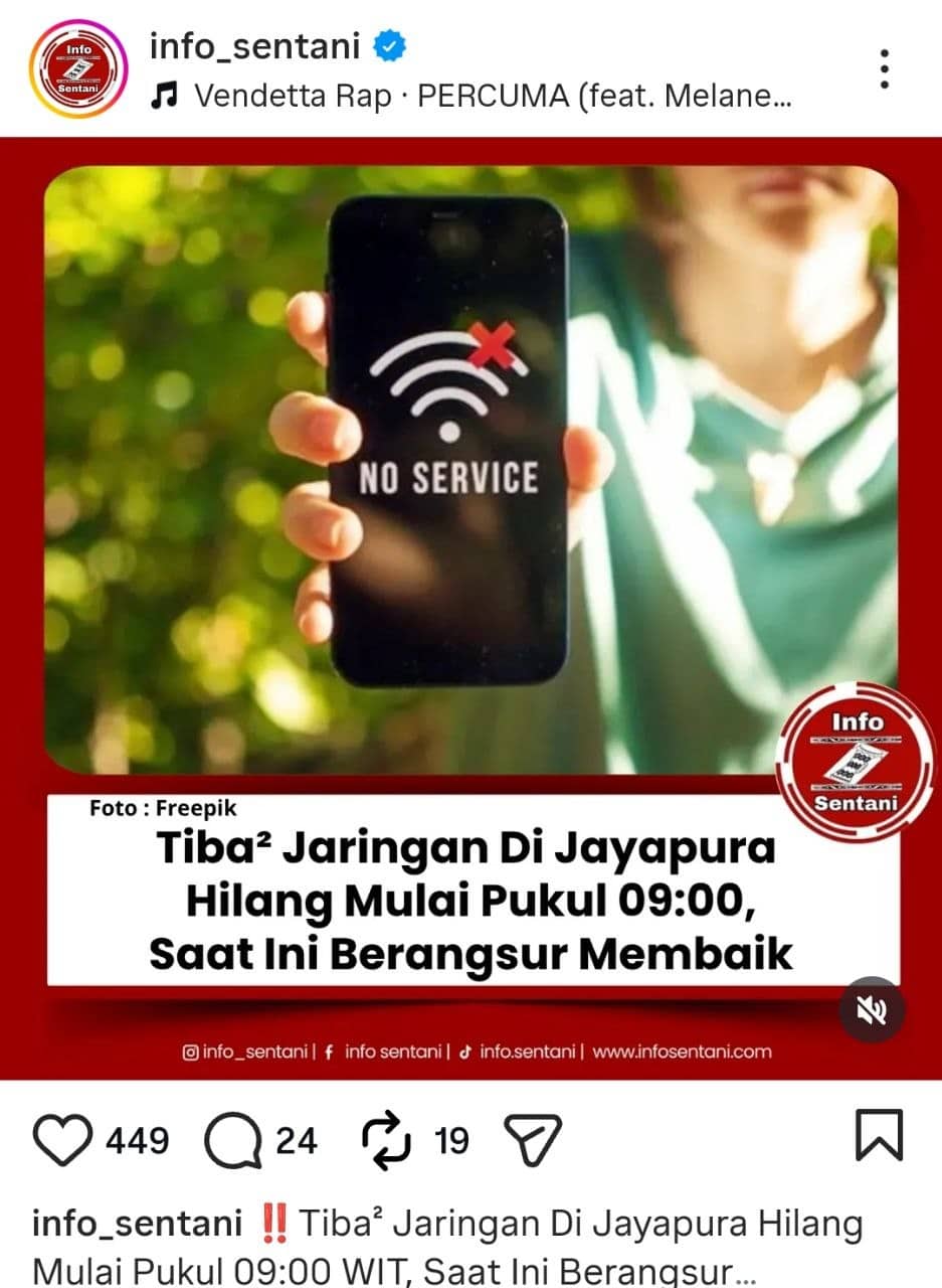 Ilustrasi berita Nasional: Jaringan Internet Jayapura Lumpuh! 47.415 Pengguna Terdampak