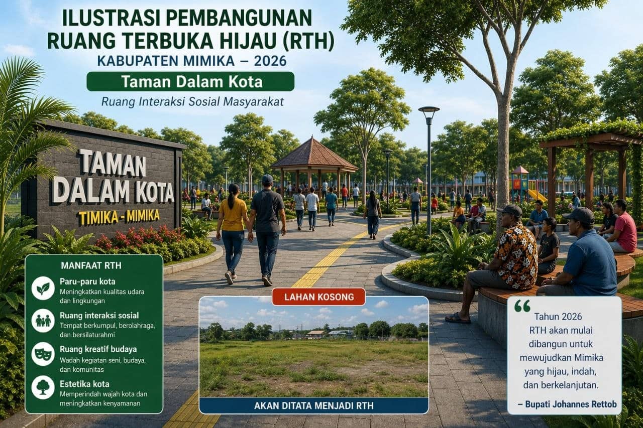 Ilustrasi berita Mimika: Pemkab Mimika Rencanakan Pembangunan RTH 2026, Ini Tanggapan Dewan Adat Mimika